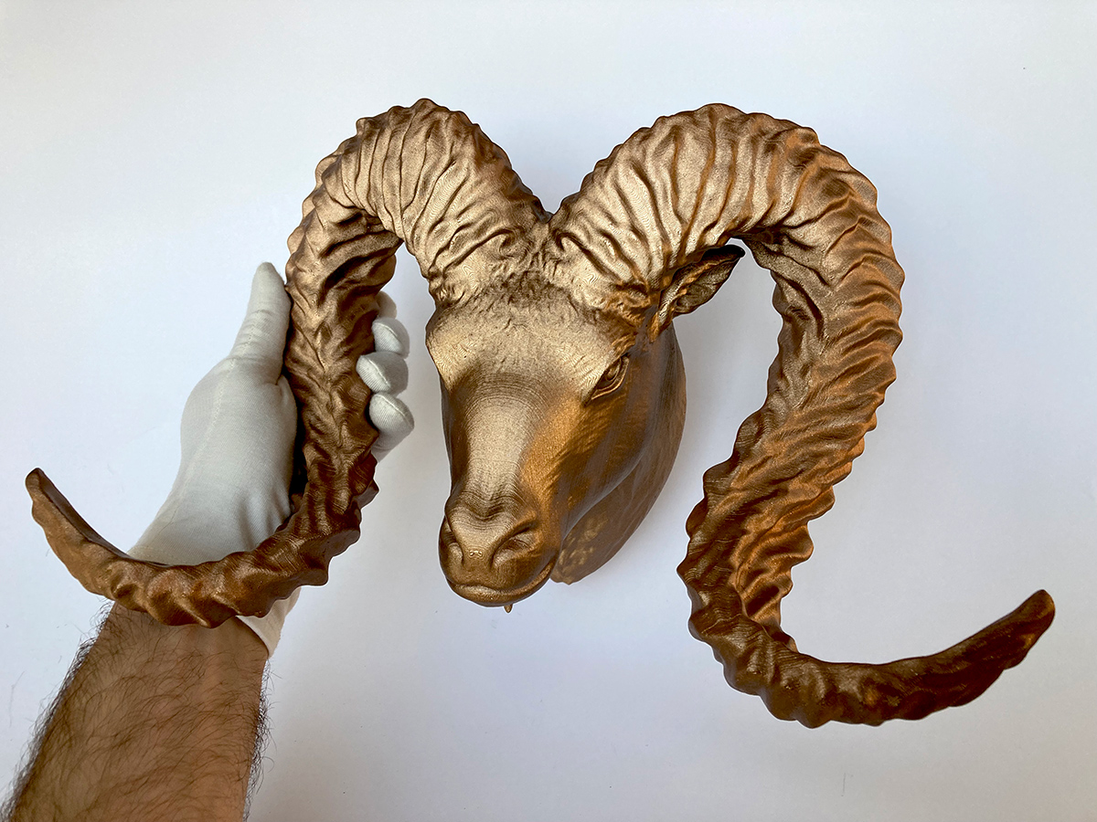 Bighorn Ram Head 3D Printed Wall Sculpture